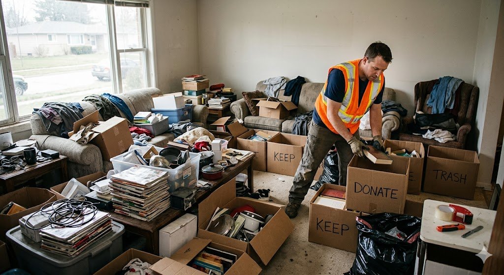 Cluttered room cleanup service